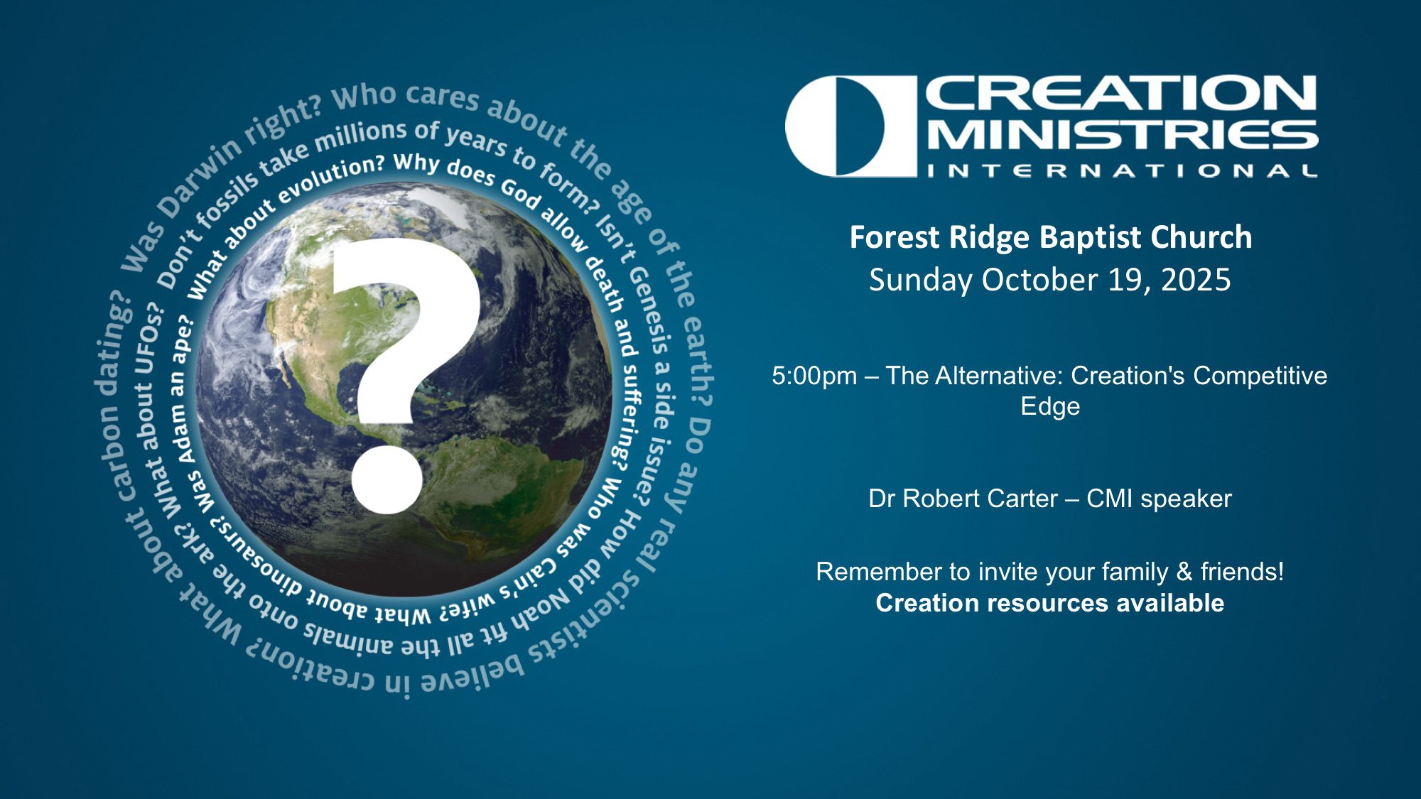 creation seminar oct 19th creation seminar oct 19th